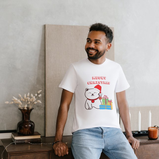 T-shirt Meowy Noël ! Design de Noël de chat de dessin (Créateur téléchargé)