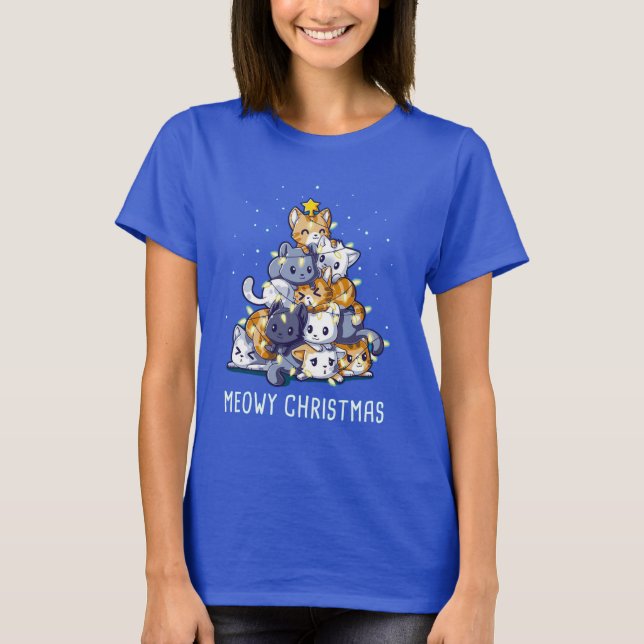 T-shirt Meowy Noël, Meowy Xmas (Devant)