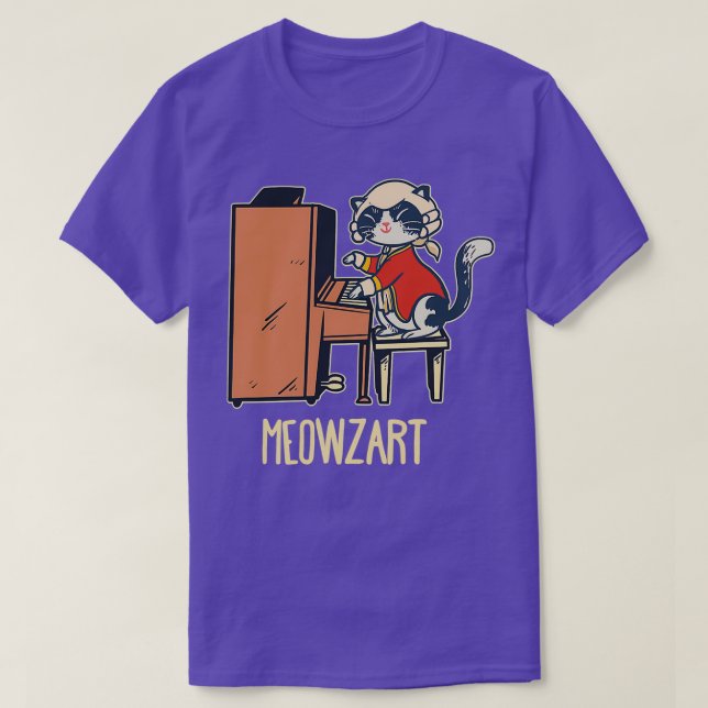 T-shirt Meowzart Un Chat Mignonne Jouant Au Piano (Design devant)