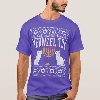 T-shirt Meowzel Tov Chanukah Juif Chat Propriétaire Ugly H