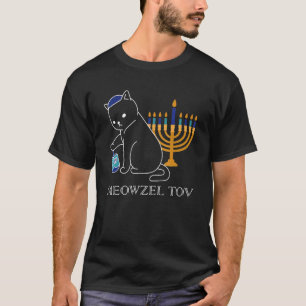 T-shirt Meowzel Tov Chat Mignon Mazel Tov Menorah  Hanukka