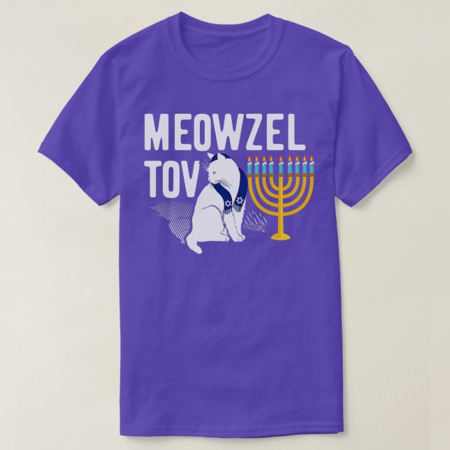 T-shirt Meowzel Tov Drôle Chat Chanukah Hanoukka Hol Juif (Design devant)