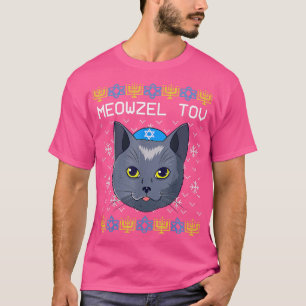 T-shirt Meowzel Tov Ugly Hanoukka Sweater Chat Chanukah Je