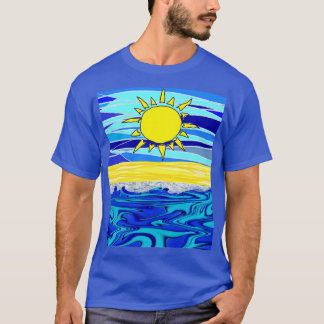 T-shirt Mer bleu jaune soleil