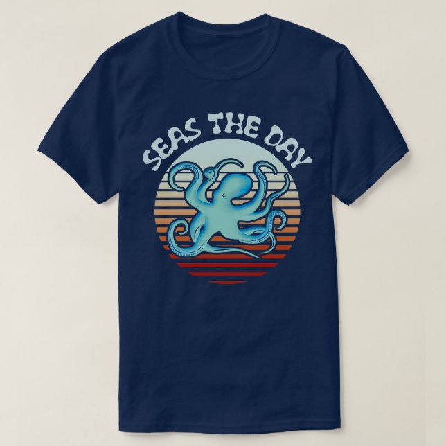 T-shirt Mer Le Jour Rétro Octopus (Design devant)