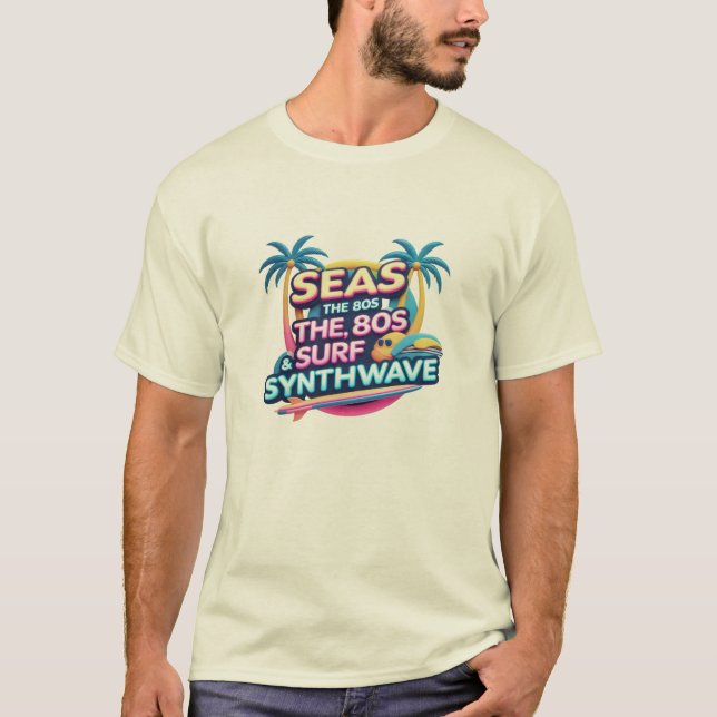 T-shirt Mer les années 80 - Surf, Sun & Synthwave Vibes Te (Devant)