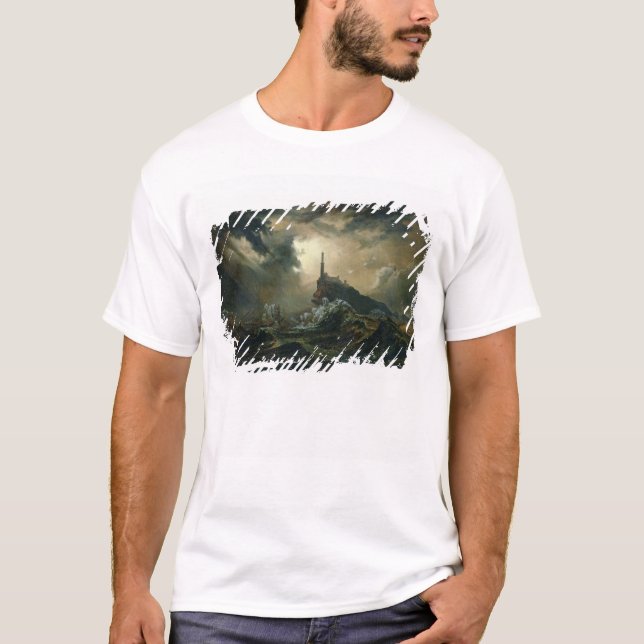 T-shirt Mer orageuse avec le phare (Devant)