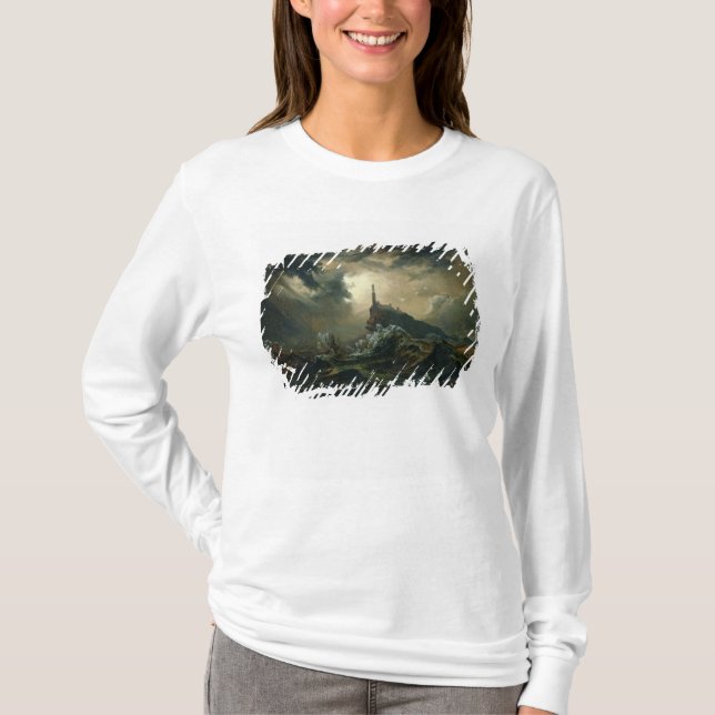 T-shirt Mer orageuse avec le phare (Devant)