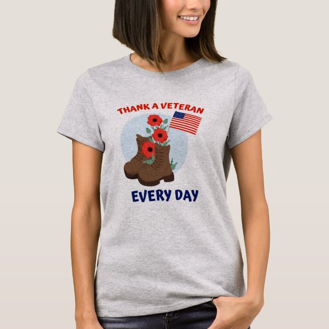 T-shirt Merci à un vétéran chaque jour (Devant)