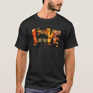 T-shirt Merci Amour Automne Yall Retro Automne Messy Bun T