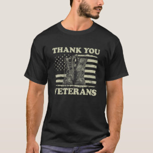 T-shirt Merci aux vétérans Bottes de combat Drapeau améric