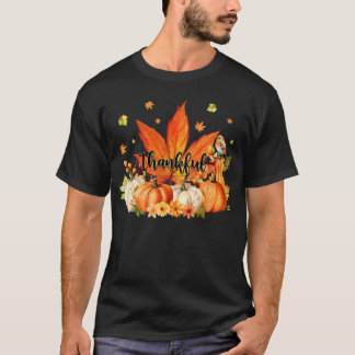 T-shirt Merci Citrouille feuille mignon Thanksgiving Fall 