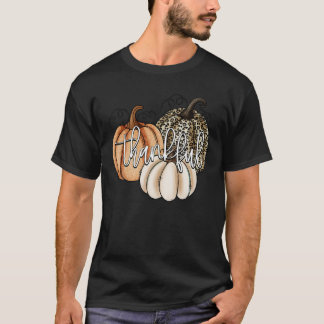 T-shirt Merci Citrouille Leopard automne Thanksgiving T Sh