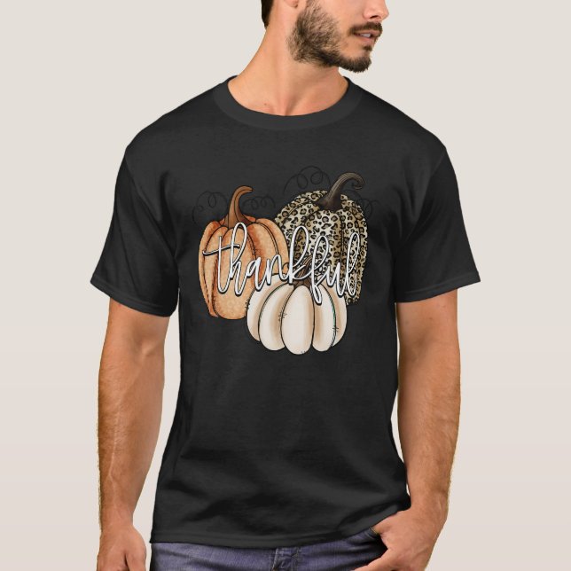 T-shirt Merci Citrouille Leopard automne Thanksgiving T Sh (Devant)