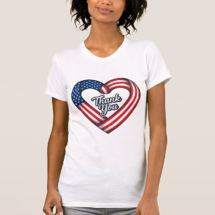 T-shirt Merci Cœur Patriotique Design Vectoriel Vintage_1