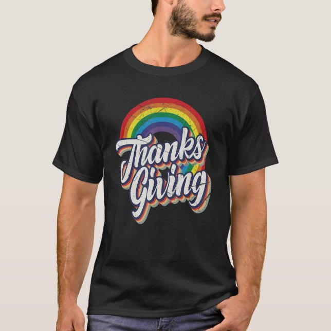T-shirt Merci de donner Rainbow Retro (Devant)
