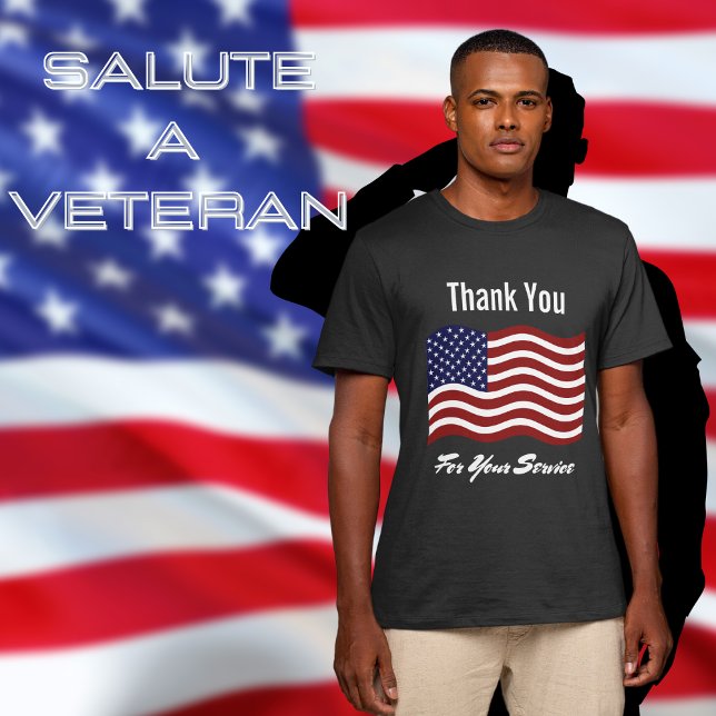 T-shirt Merci Drapeau Américain Vétéran Noir (Créateur téléchargé)