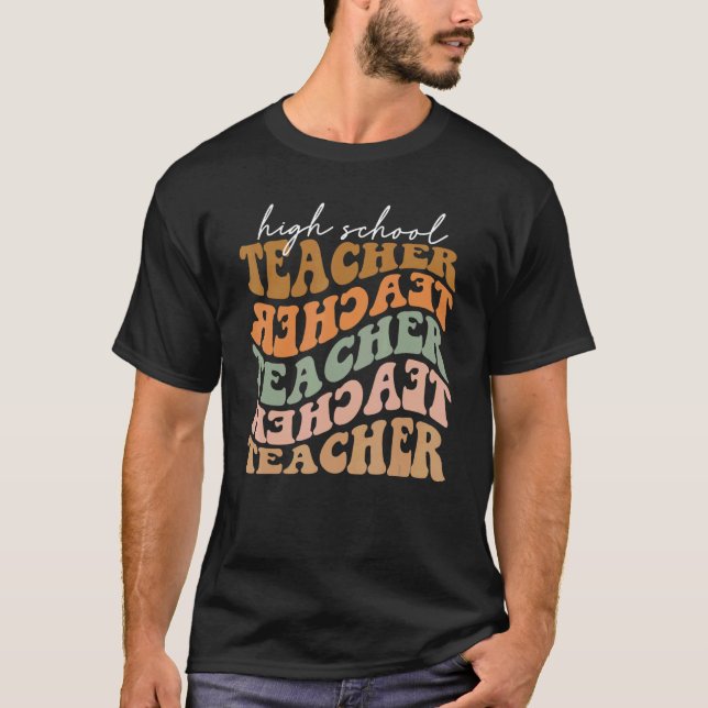 T-shirt Merci Enseignant secondaire Rétro Automne Vibes Au (Devant)