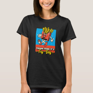 T-shirt Merci Fourche Son Frégate Jour Frise Vendredi Frit