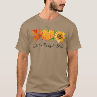 T-shirt Merci gracieux Citrouille de feuille de tournesol