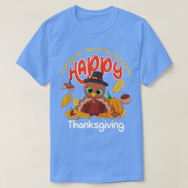 T-shirt Merci Grateful Blessé mignon Turquie Heureux Merci (Design devant)