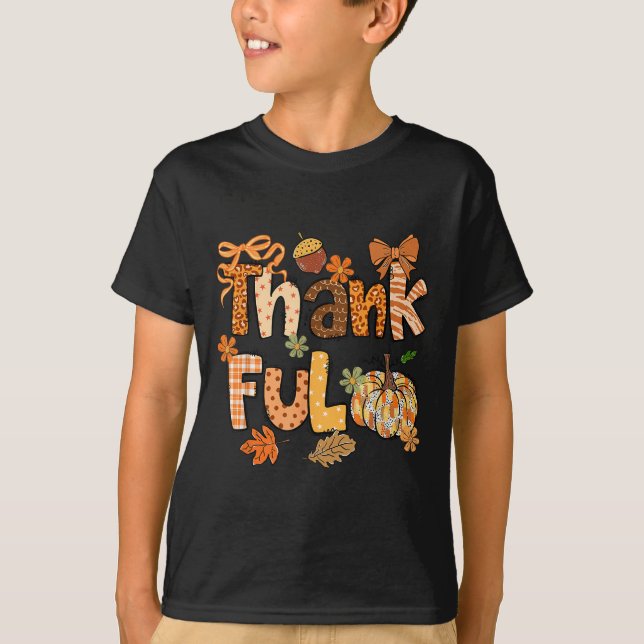 T-shirt Merci Grateful Bon thanksgiving Pumpk (Devant)