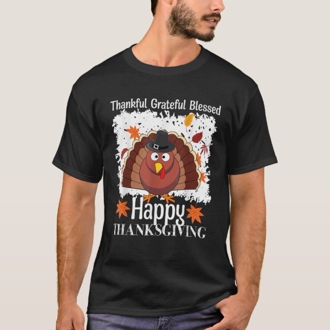 T-shirt Merci Grateful Bon thanksgiving Turke (Devant)