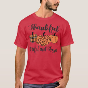 T-shirt Merci Gratuit Bienheureux Citrouille Léopard Plaid