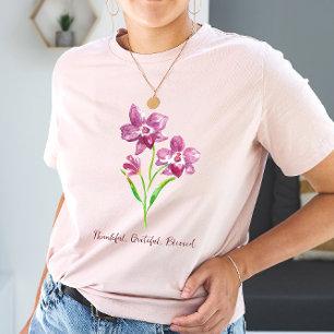 T-shirt Merci, Gratuit, Bienheureux floral