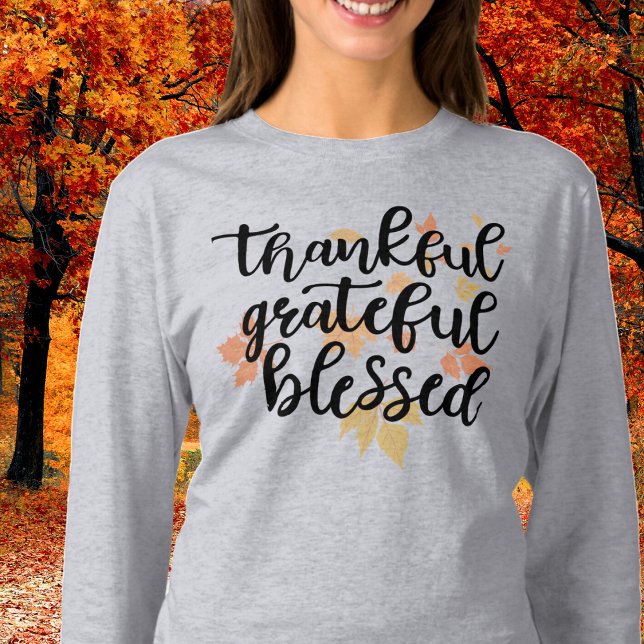 T-shirt Merci Gratuit Blessé Automne Feuilles Long Manche (Créateur téléchargé)