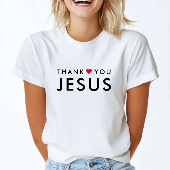 T-shirt Merci Jésus | Coeur de foi chrétienne moderne (Créateur téléchargé)
