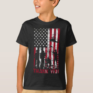 T-shirt Merci journé du souvenir drapeau militaire en détr