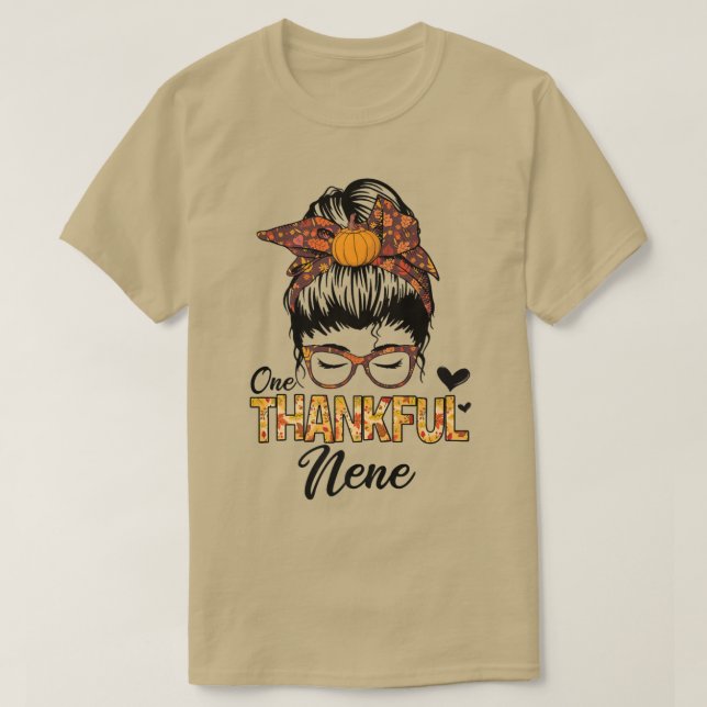 T-shirt Merci Nene Funny Messy Bun Automne Automne Thanksg (Design devant)