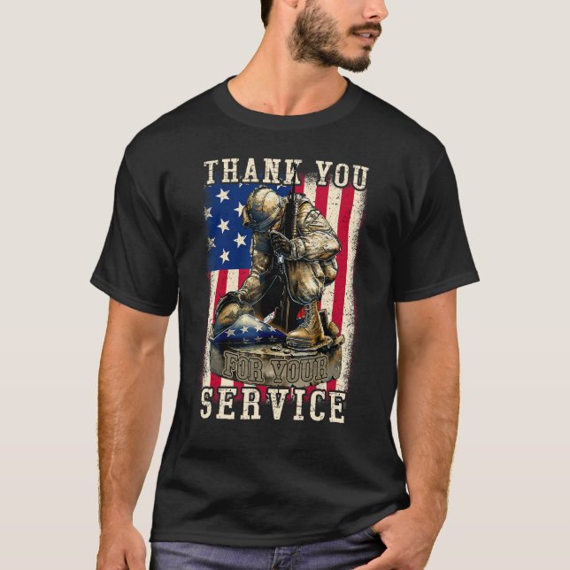 T-shirt Merci patriotique pour votre vétéran militaire (Devant)