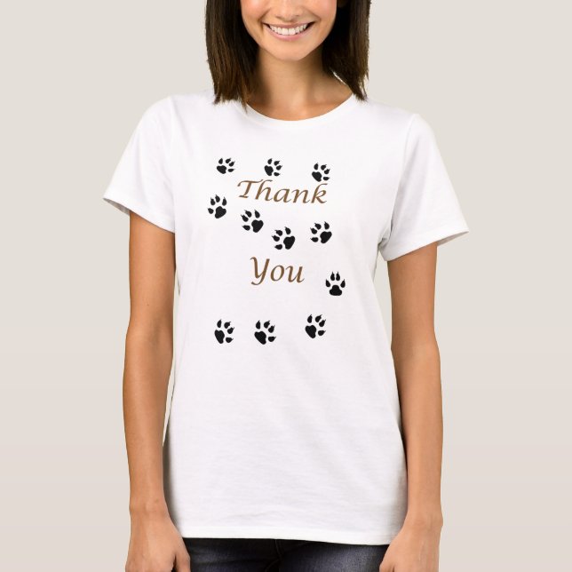 T-shirt Merci Pet Sitter Black Empreintes de pattes Motif (Devant)