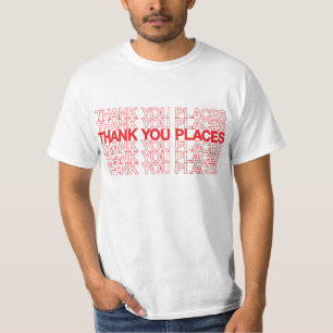 T-shirt Merci place shopping sac-à-sac texte rouge