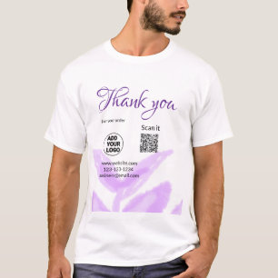 T-shirt Merci pour la commande scan QR logo feuilles viole