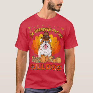 T-shirt Merci pour mon chien de taureau anglais Thanksgivi