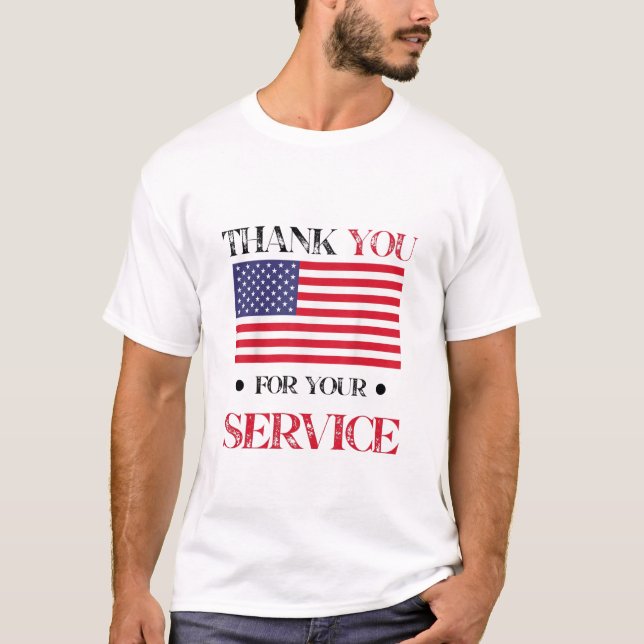 T-shirt Merci Pour Votre Service American Flag (Devant)