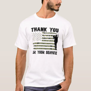 T-shirt Merci Pour Votre Service Camouflage USA Flag Vet
