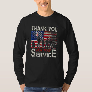 T-shirt Merci pour votre service vétéran drapeau américain