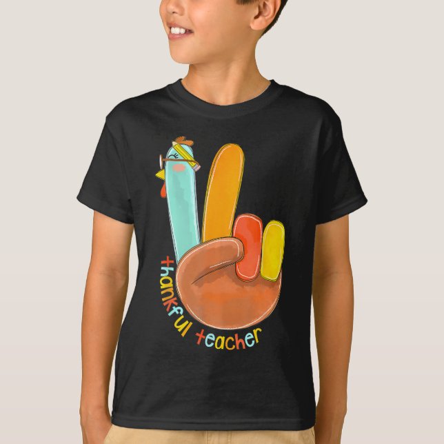 T-shirt Merci Professeur amusant Thanksgiving Peace Hand S (Devant)