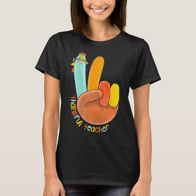 T-shirt Merci Professeur amusant Thanksgiving Peace Hand S (Devant)