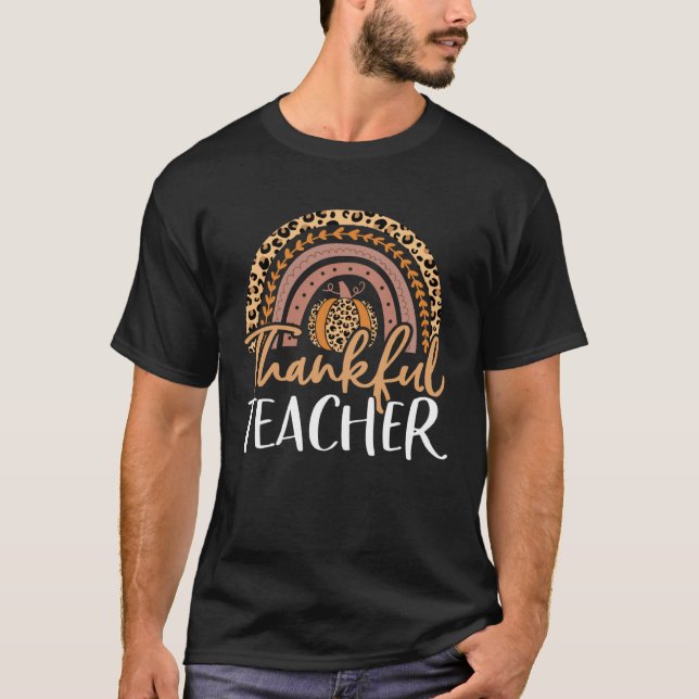 T-shirt Merci professeur Thanksigiving Citrouille Leopard  (Devant)