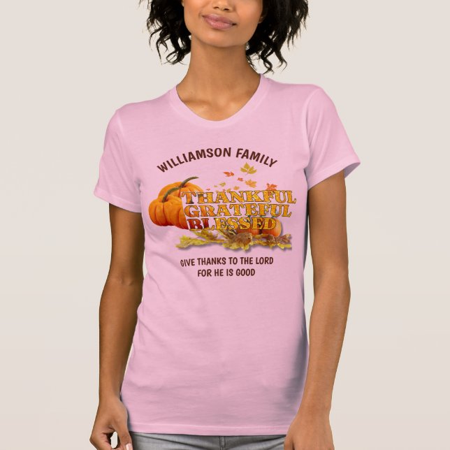 T-shirt MERCI RECONNAISSANTE BLESSEE Christian Thanksgivin (Devant)