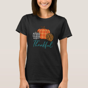 T-shirt Merci Thanksgiving Automne Plaid Citrouille Automn