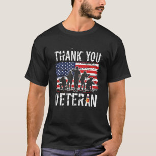 T-shirt Merci Veteran USA Flag Pride Hommes et Femmes Vet