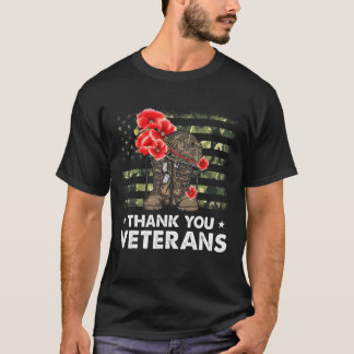 T-shirt Merci Vétérans de combat Bottes de coquelicot Vétè
