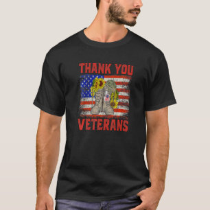 T-shirt Merci Vétérans de combat Bottes de coquelicot Vétè