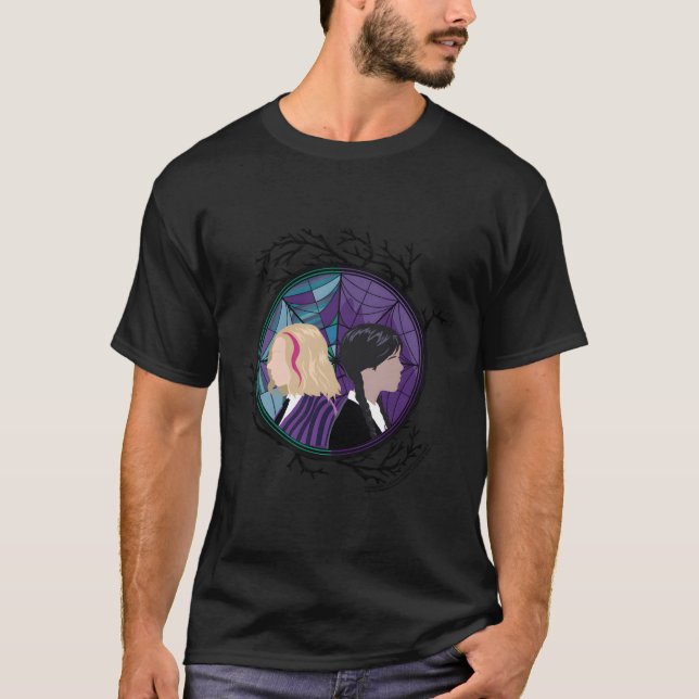 T-shirt Mercredi Enid Vitrail Spider Web Silhouette (Devant)